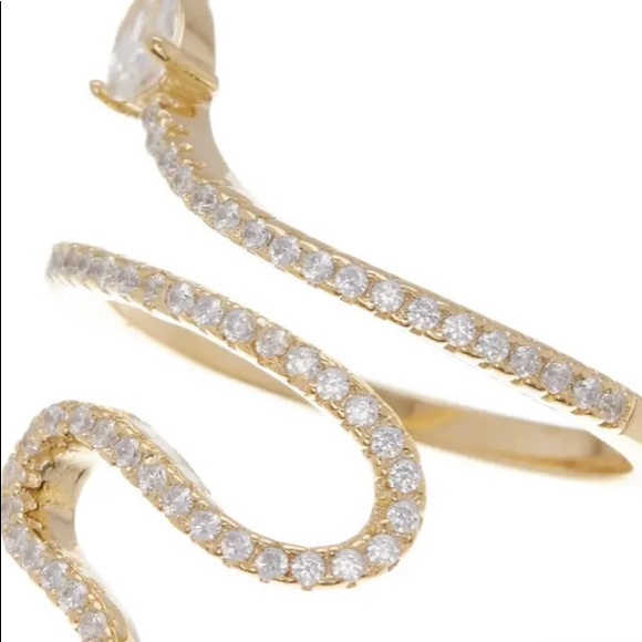 Adornia brand 14k gold plated Swarovski crystal bezeled snake ring. Size 5 - Picture 7 of 7